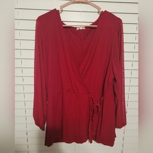 Red Wrap Blouse